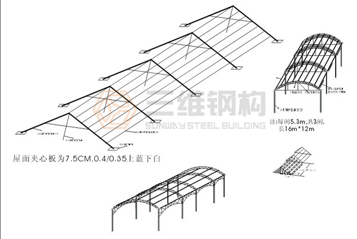 山東鋼結構公司三維鋼結構圖紙