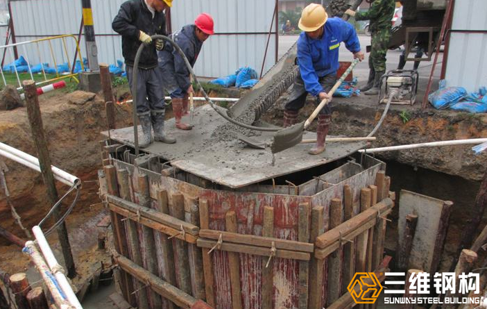 鋼結構廠房砼澆筑現場圖